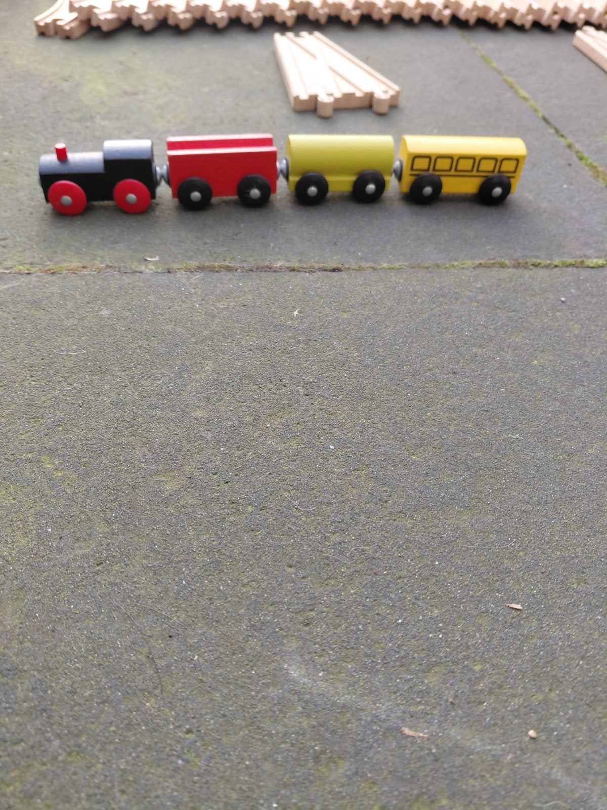 Houten Treinset met extra Woezel en Pip trein, Ophalen of Verzenden, Zo goed als nieuw