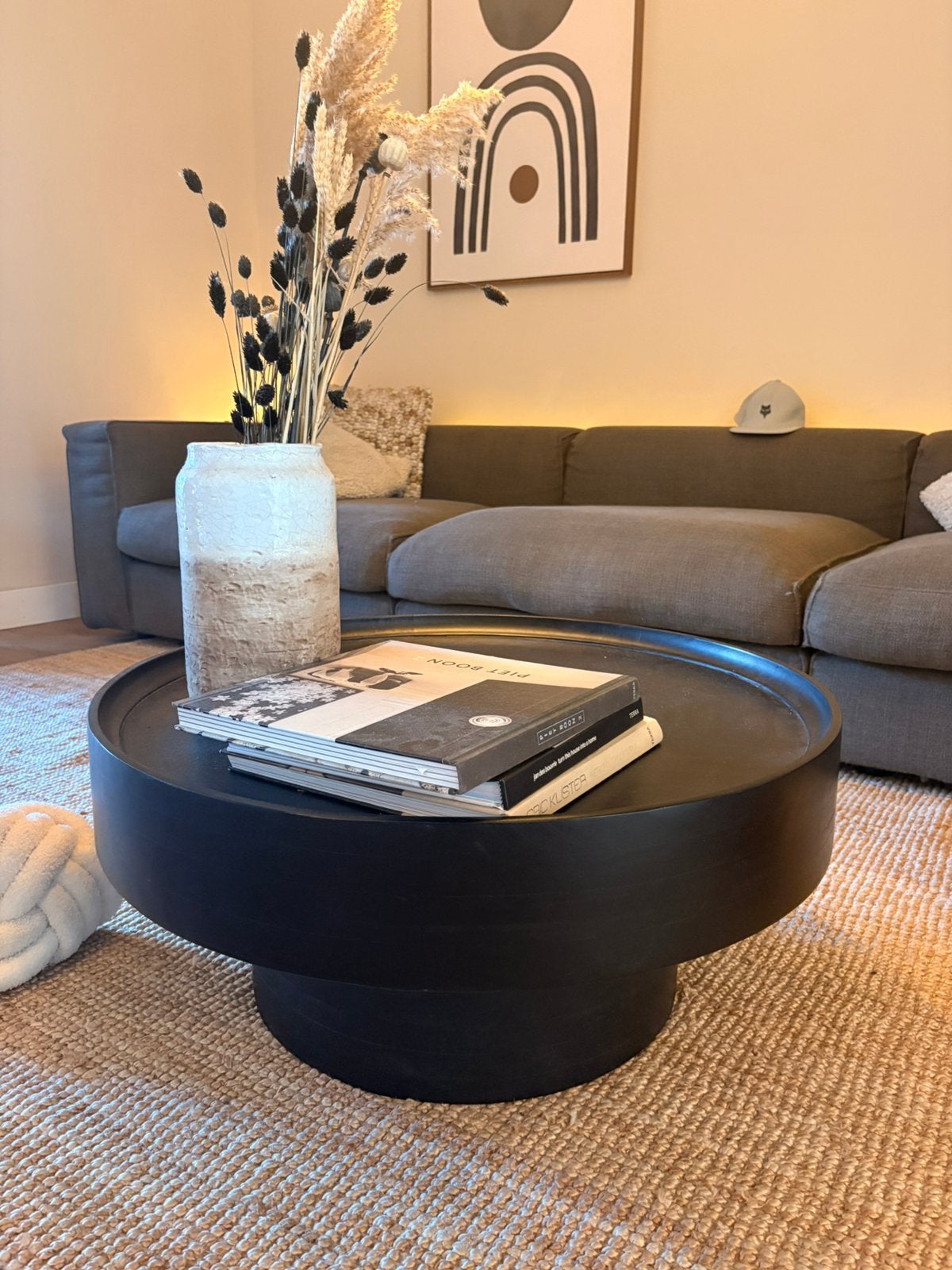 Westwing Benno Salontafel rond 35cm hoog 80cm doorsnede, Huis en Inrichting, Ophalen, Japandi, Rond, Minder dan 50 cm