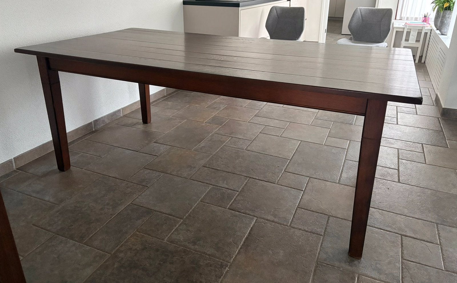 Eettafel, eiken, kleur kersen., Ophalen, 200 cm of meer, 50 tot 100 cm, Zo goed als nieuw
