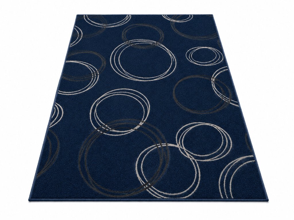 Design vloerkleed, een echte blikvanger in je interieur, Ophalen, Gebruikt, Blauw, 200 cm of meer