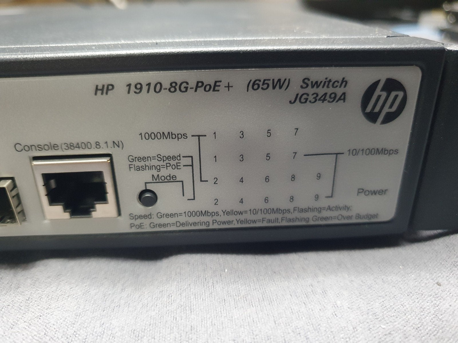 HP 1910-8G-PoE+ (65W) Switch JG349A, Ophalen of Verzenden, Gebruikt