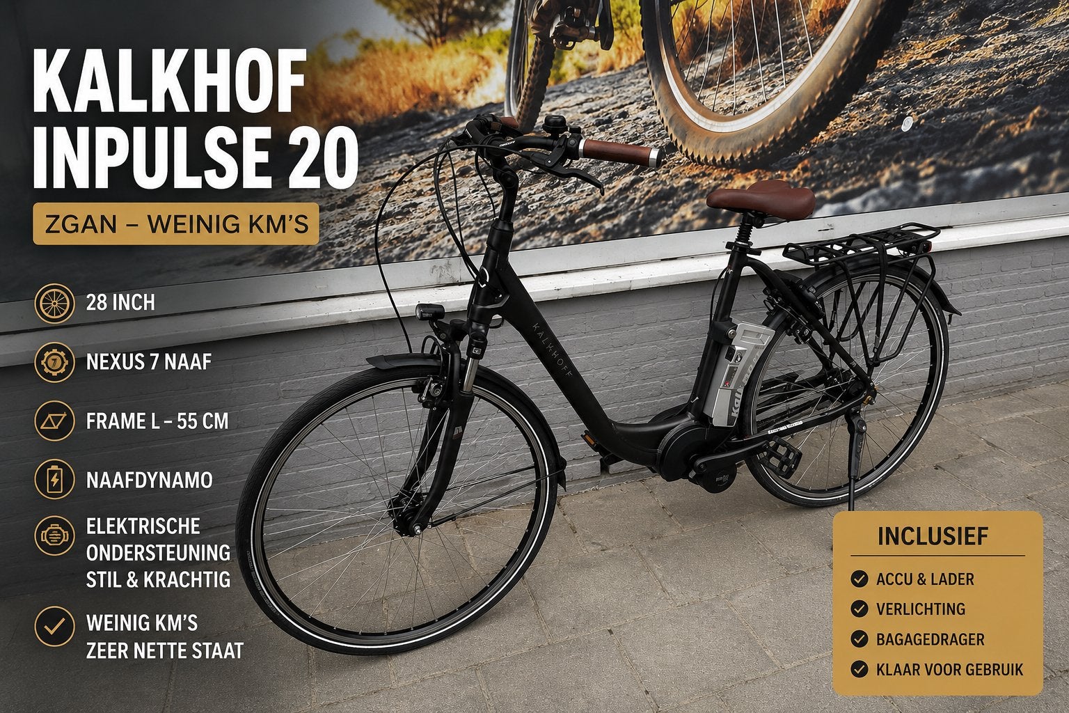 Kalkhoff inpulse 20 D55cm ZGAN wijnig km Nexus7, Ophalen, Versnellingen, 56 cm of meer, Zo goed als nieuw