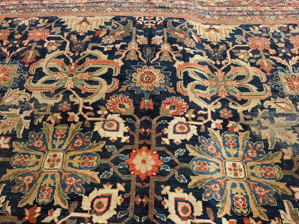 Uniek antiek Farahan Mahal tapijt ( Perzisch ) 340  362 cm, Gebruikt, Wol, Ophalen of Verzenden, 200 cm of meer