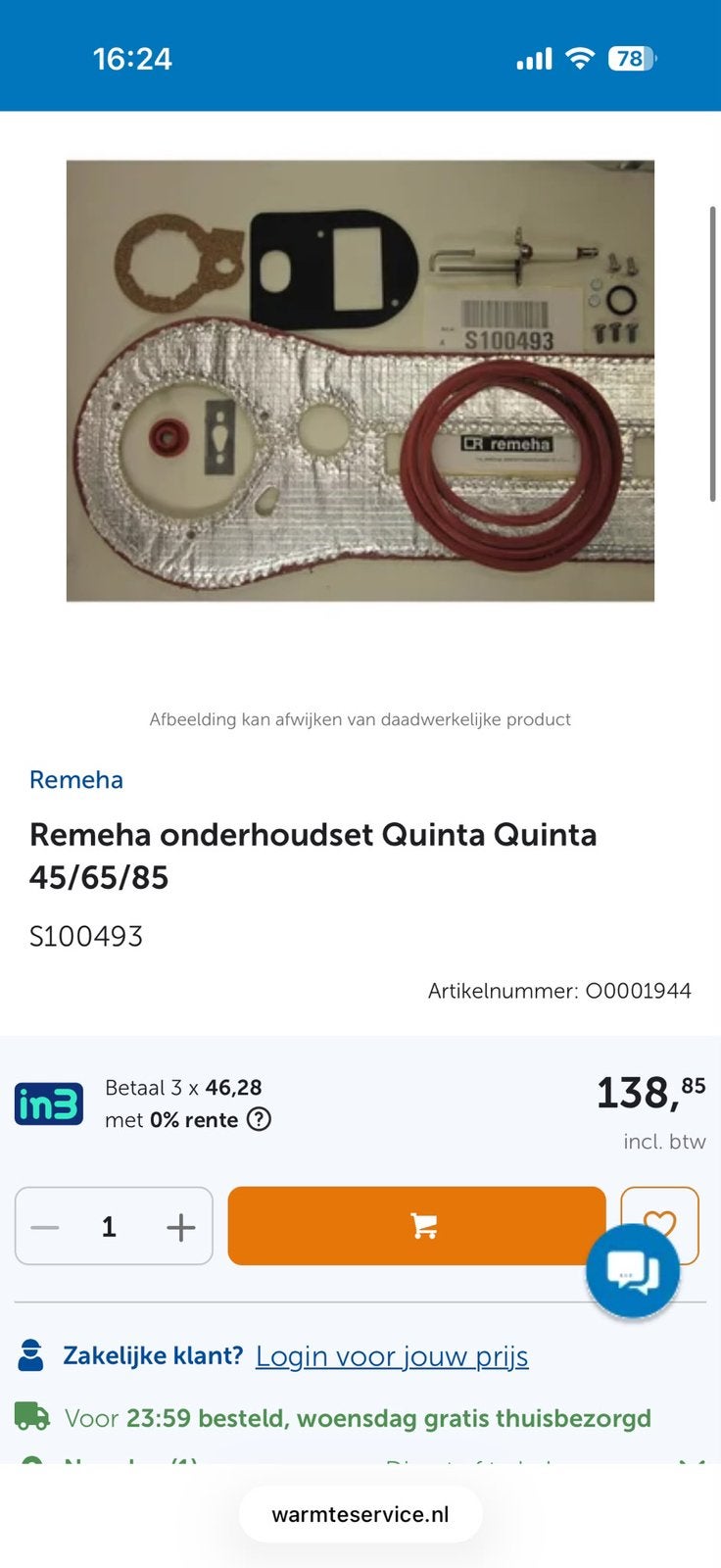 Remeha quinta set, Ophalen of Verzenden, Nieuw