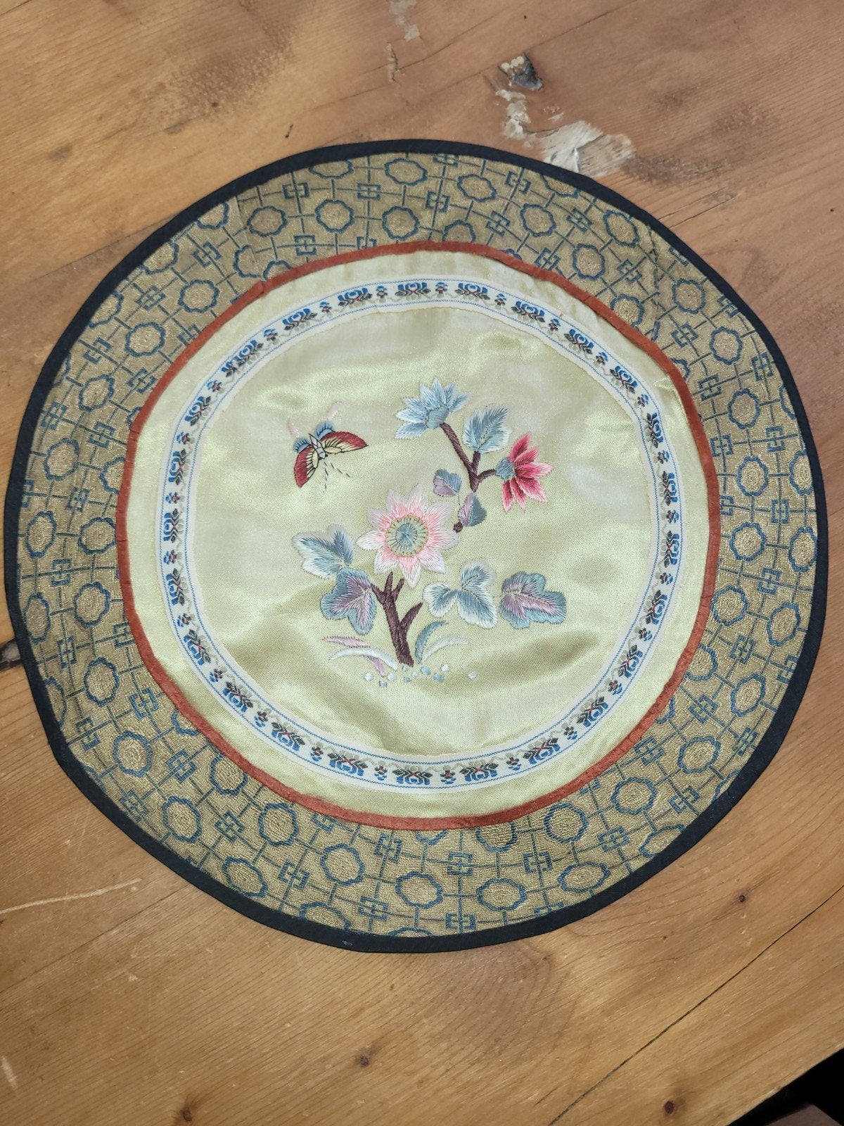 Vintage chinees zijden tafelkleedje, Ophalen of Verzenden