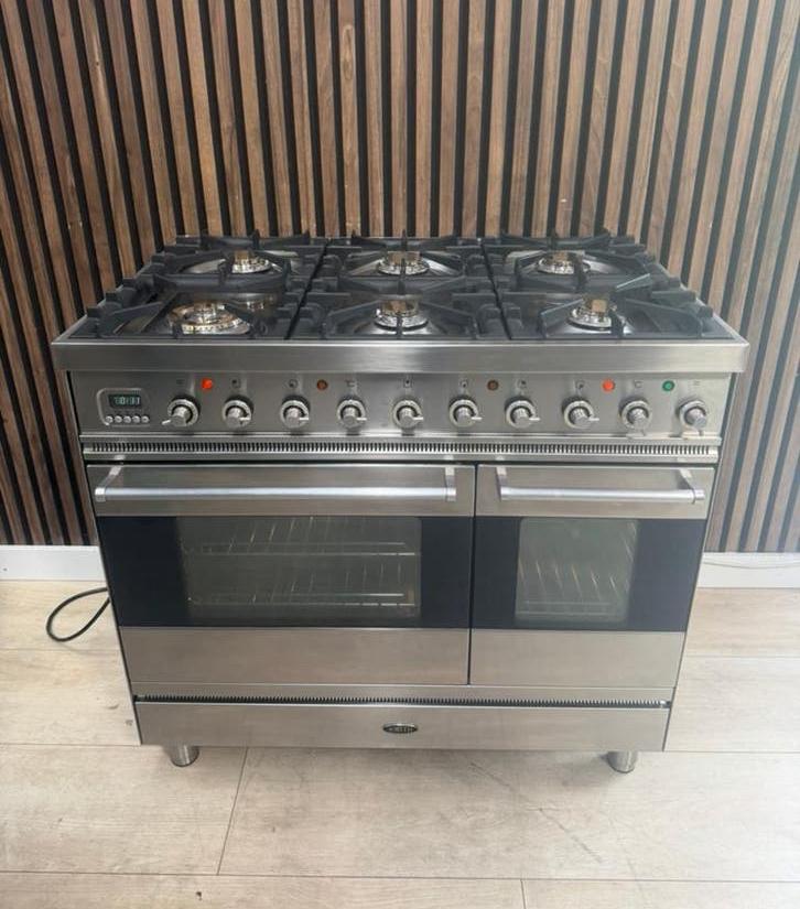Luxe Rvs Boretti Gasfornuis 90 cm (Gratis bezorgen), 5258sh, 60 cm of meer, Ophalen of Verzenden, Zo goed als nieuw