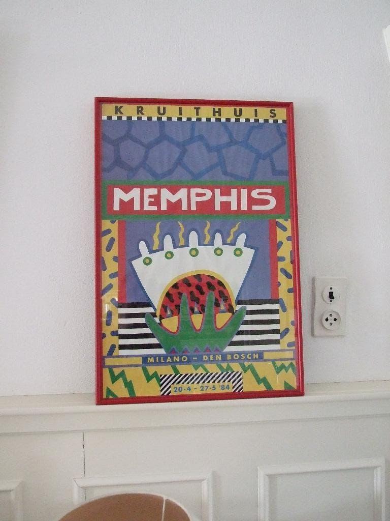 Zeldzame reclame poster voor de Memphis groep Den Bosch 1984, Antiek en Kunst, Ophalen