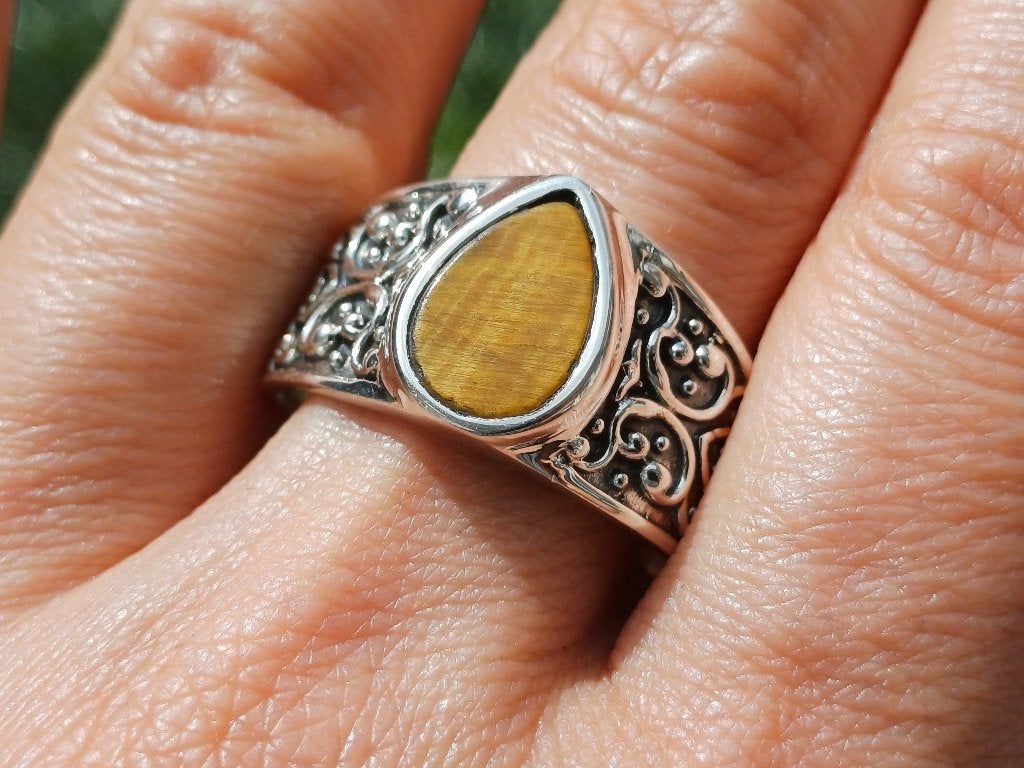 Vanoli 925 zilveren herenring met tijgeroog maat 21,25, Daiva1973@hotmail.com, Vanoli, Amsterdam, Heer