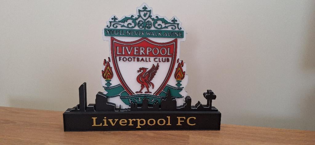 3D-geprinte Liverpool display – logo & skyline, Ophalen of Verzenden, Nieuw, Buitenlandse clubs, Beeldje of Poppetje
