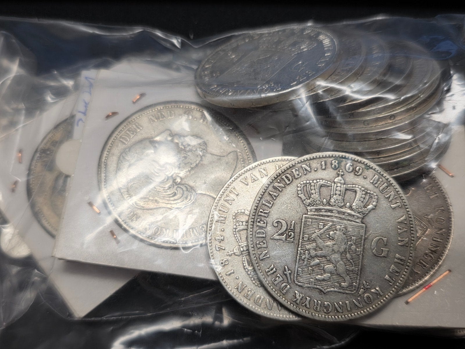 10x Rijksdaalders Willem 3 Nederland, Verzenden, Koning Willem III, 2½ gulden, Zilver