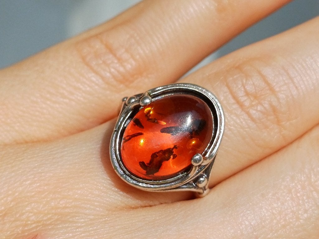 Vanoli 925 zilveren ring met amber / barnsteen maat 17,25, Daiva1973@hotmail.com, Vanoli, Overige kleuren, Nieuw