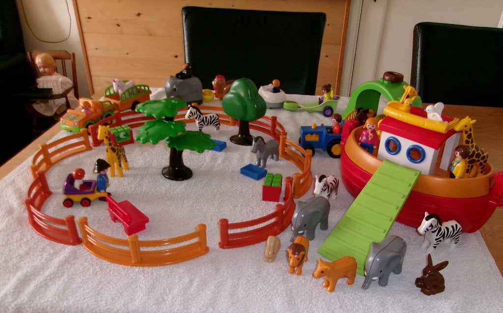 Playmobil 1 2 3. Auto's + Ark van Noach + div. dieren, Kinderen en Baby's, Gebruikt, Complete set, Overige typen, 1.2.3