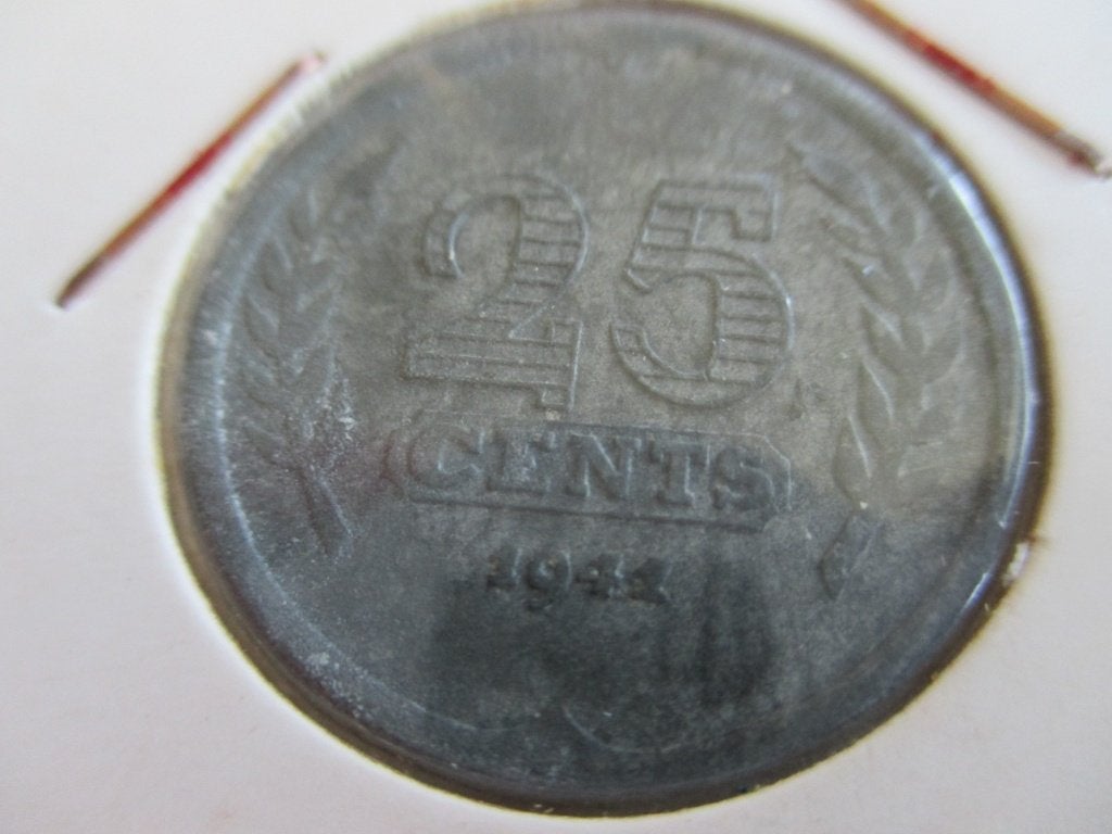 Kwartje 1941 zink, Ophalen of Verzenden, Koningin Wilhelmina, 25 cent, Losse munt
