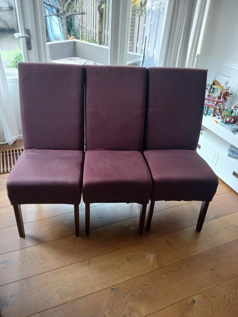 Set van 4 bruine stoelhoezen, Huis en Inrichting, Stoelen, Ophalen, Gebruikt, Bruin, Modern, Praktisch