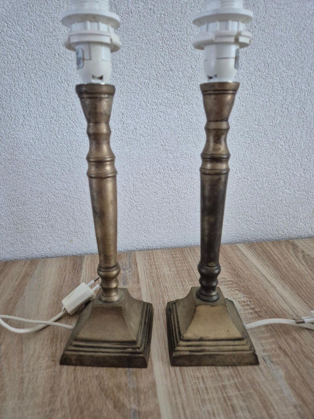 Set van 2 vintage messing tafellampen, Ophalen of Verzenden