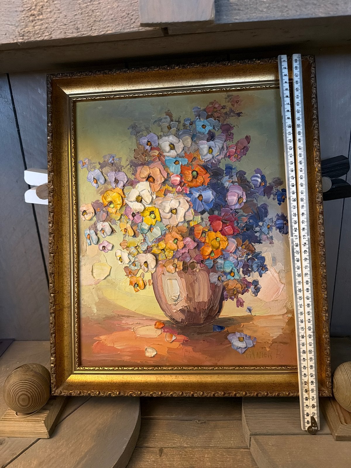 Stilleven: Dik opgezette bloemen in vaas - Francois Garnier, Antiek en Kunst, Doek, Stilleven, Ophalen of Verzenden, Gesigneerd