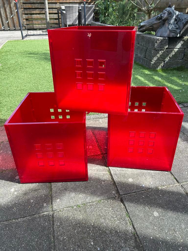 4 rode kallax bakken voor IKEA kasten - Opbergoplossing, Ophalen, Gebruikt