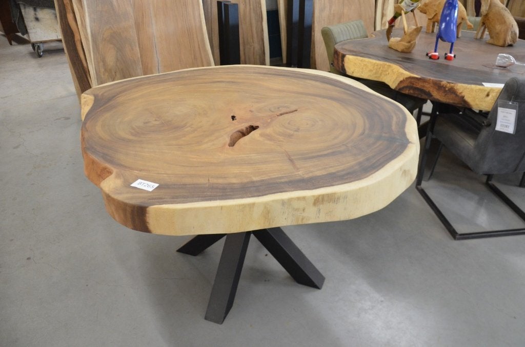 Suar boomstamtafel- 130- 140 cm-BT265, Nieuw, Ophalen of Verzenden, Vijf personen of meer, Rechthoekig