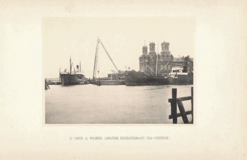 Litho Amsterdamse haven KNMI-gebouw 1907, Ophalen of Verzenden