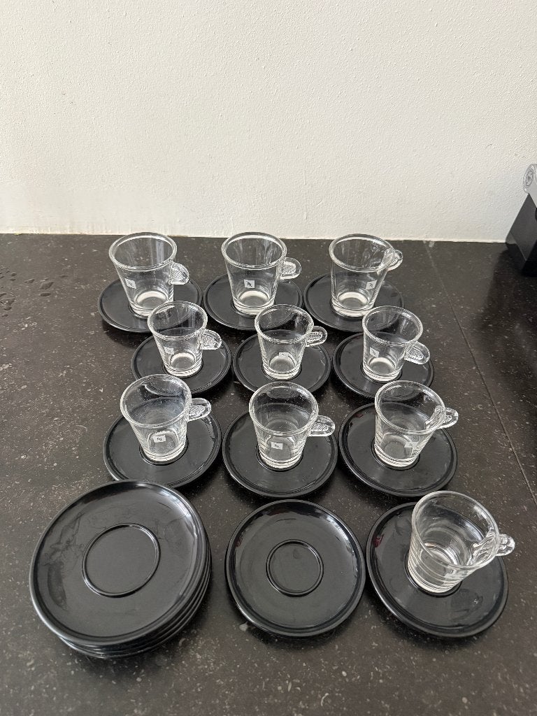 Nespresso Espresso & lungo Kopjes met Schotels, Gebruikt, Overige merken, Ophalen of Verzenden, Glas