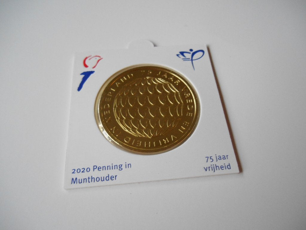 75 jaar vrijheid penning in officiële munthouder 2020, Ophalen of Verzenden, Overige materialen, Nederland