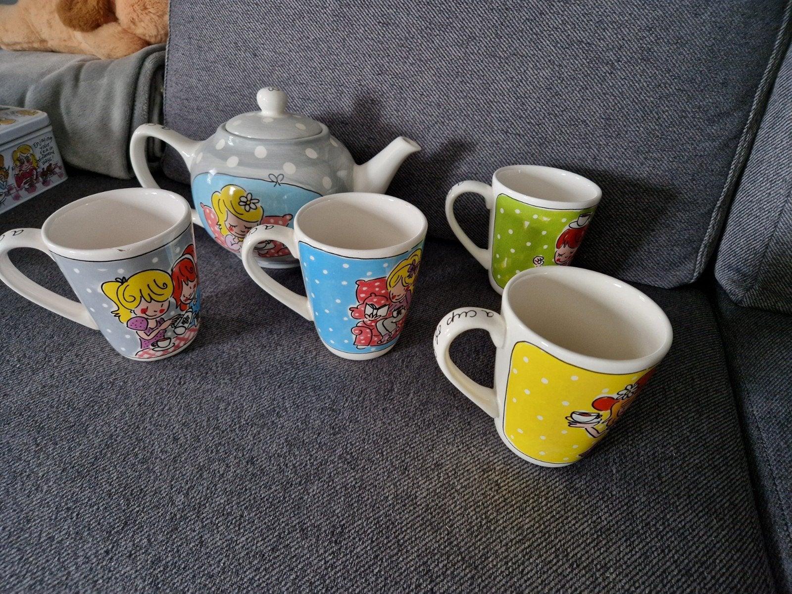 Blond Amsterdam theepot met 4 kopjes, Huis en Inrichting, Keuken | Servies, Ophalen, Gebruikt, Blond Amsterdam, Kop(pen) en/of Schotel(s)