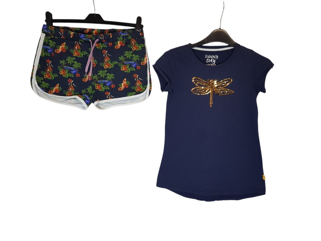 Mooi blauw WE FASHION sweat shortje maat 158-164., Kinderen en Baby's, Kinderkleding | Maat 158, Zo goed als nieuw, Meisje, Broek