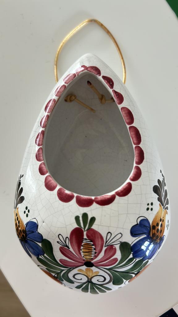 Vintage Kunstkroon Tirol Wandvaas Luciferpot Handpainted ‘60, Antiek en Kunst, Ophalen of Verzenden
