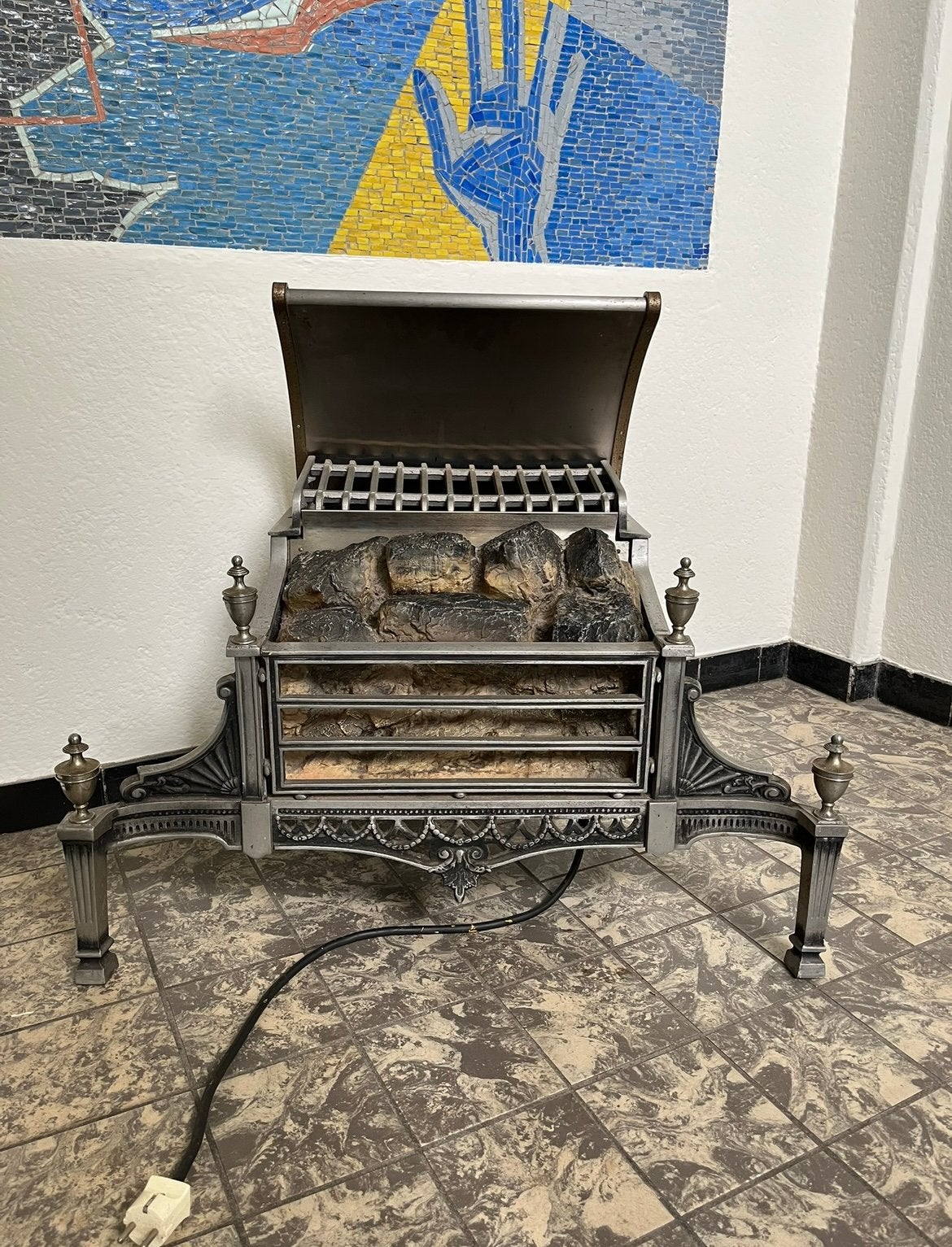 Vintage elektrische belling kachel gratis, Ophalen, Zo goed als nieuw, Vrijstaande haard, Elektrische haard