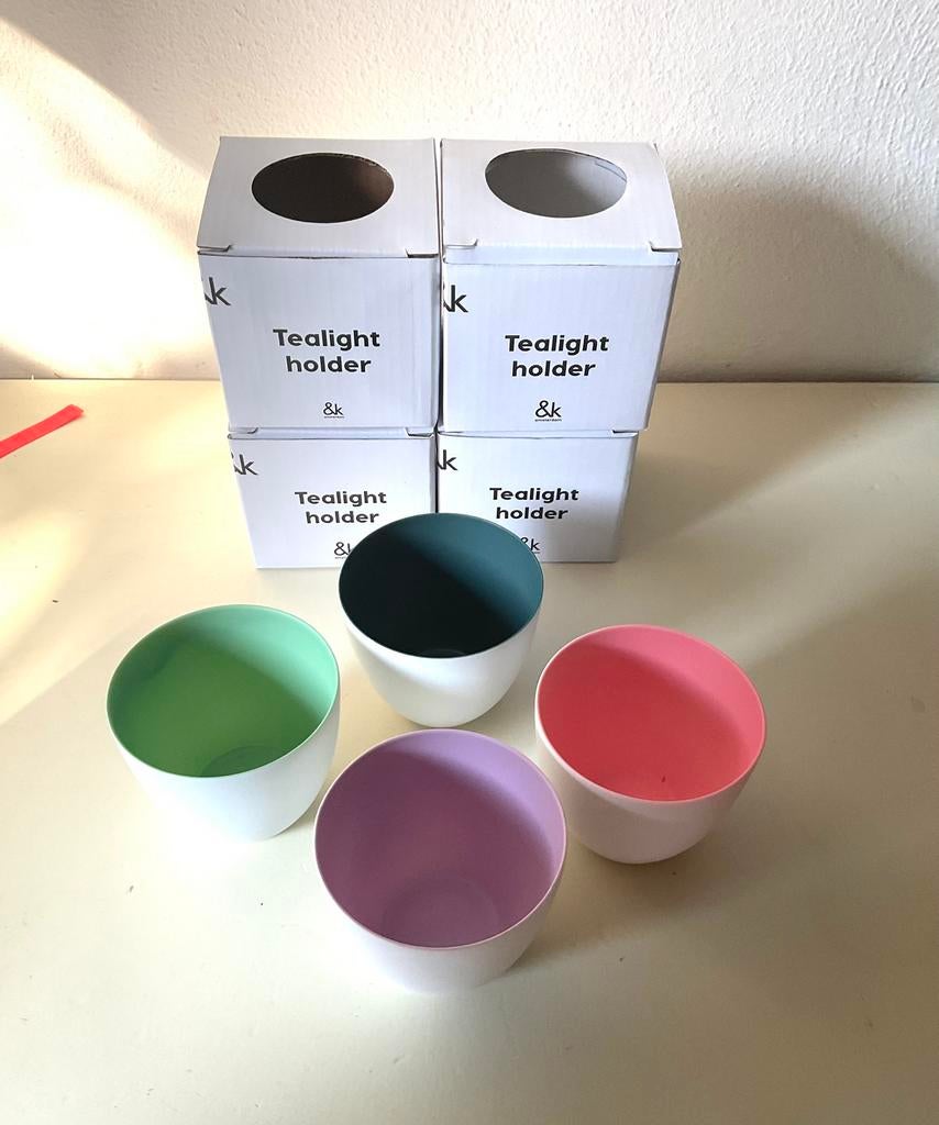 Set met 4 waxinehouders & klevering, Overige materialen, Nieuw, Ophalen of Verzenden, Kandelaar