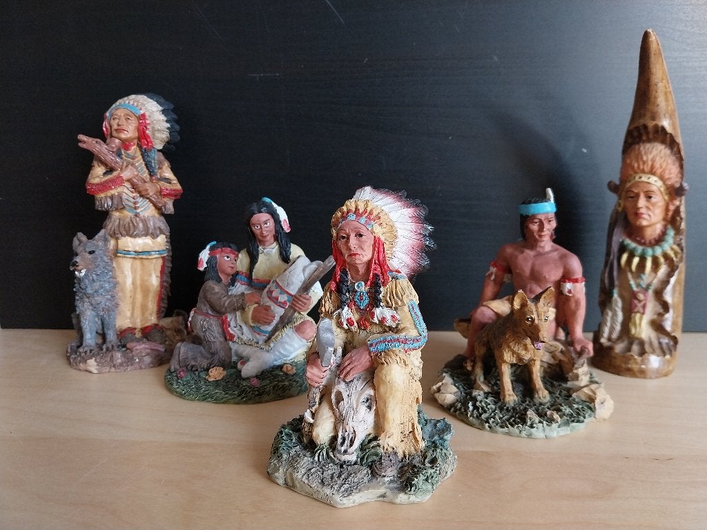 Set van 6 Indianen Beeldjes - Decoratieve Figuren, Ophalen, Zo goed als nieuw, Mens