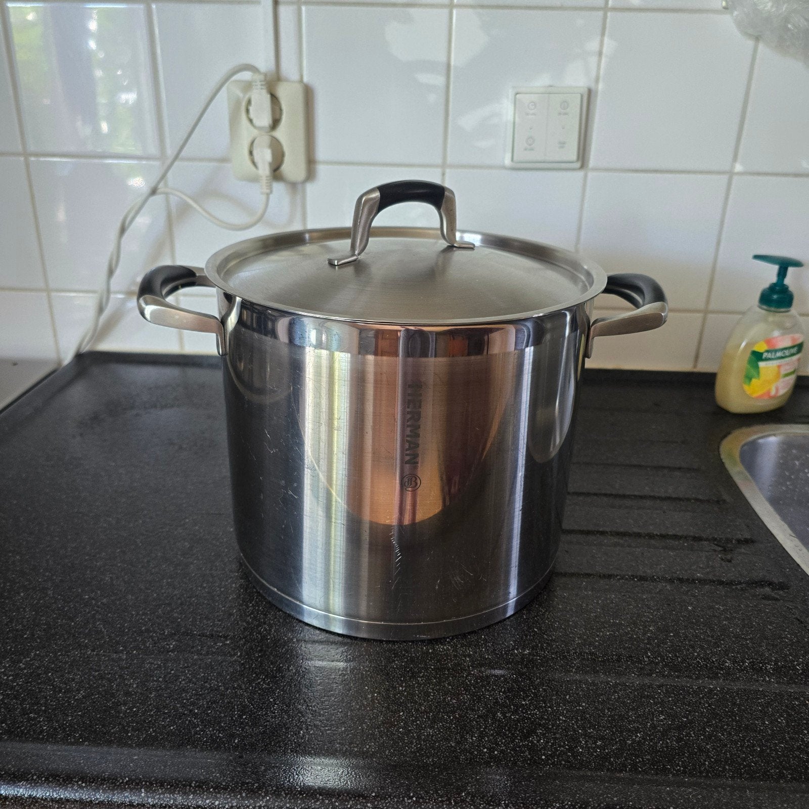 Herman den Blijker RVS kookpan 8 liter . In prima staat., Huis en Inrichting, Ophalen of Verzenden, Zo goed als nieuw, Rvs, Kookpan