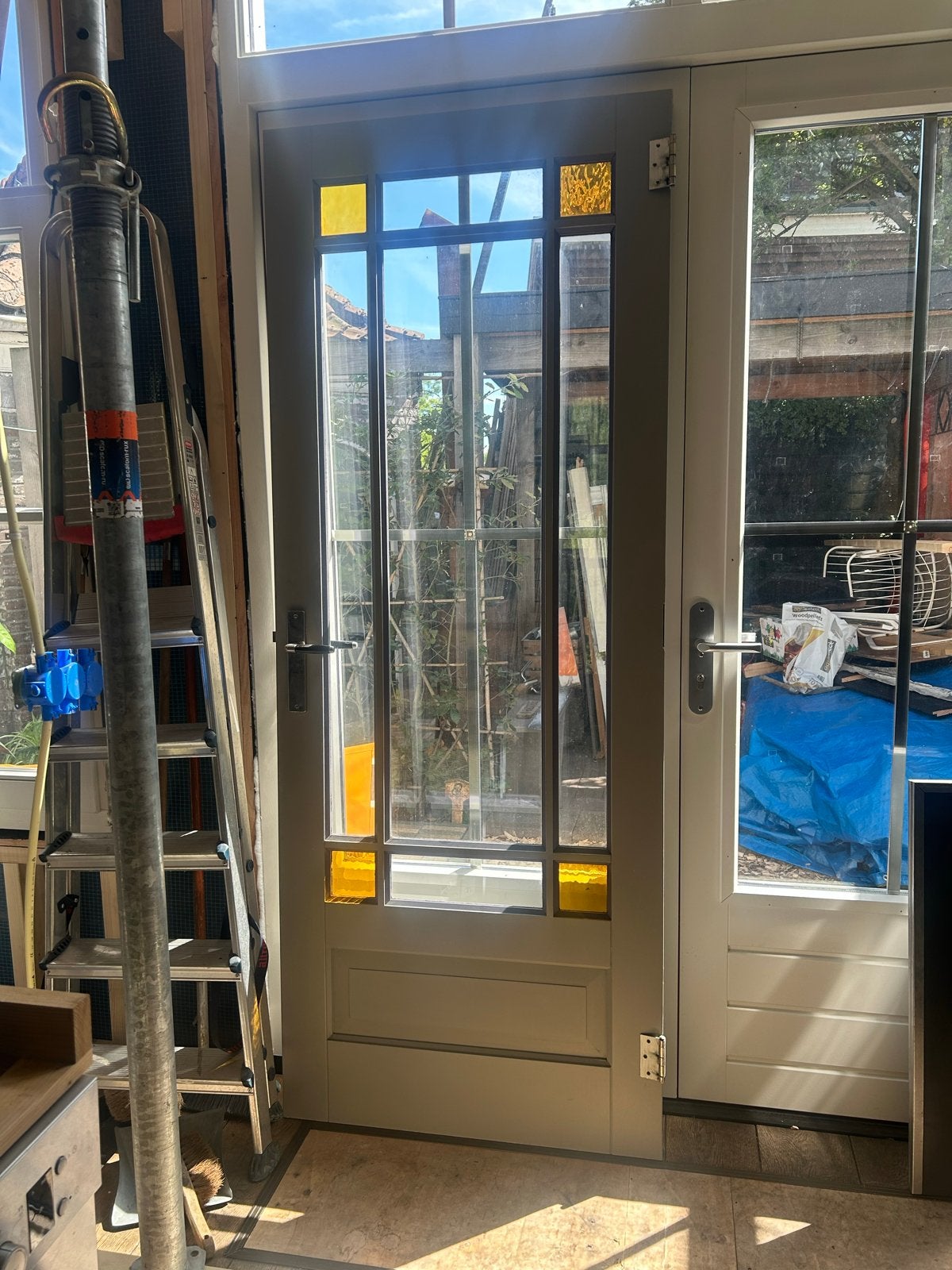 Binnendeur met glas 83x211,5cm, Ophalen, Gebruikt, 80 tot 100 cm, Binnendeur