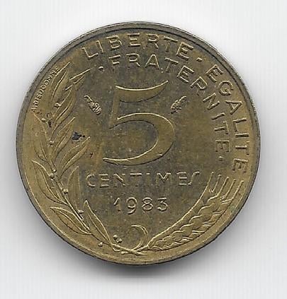 Frankrijk 5 centimes 1983 KM# 933, Verzenden, Frankrijk, Losse munt