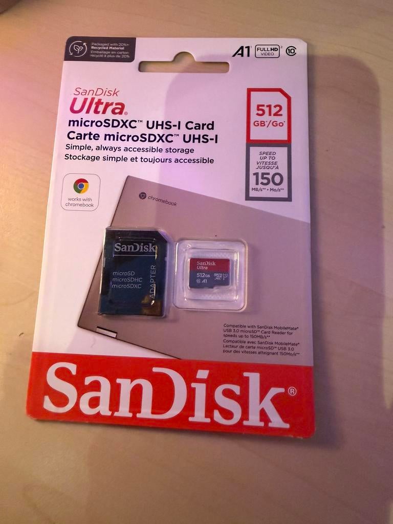 NIEUW – 512GB SanDisk microSD kaart, Verzenden, Nieuw, Fotocamera, 512 GB