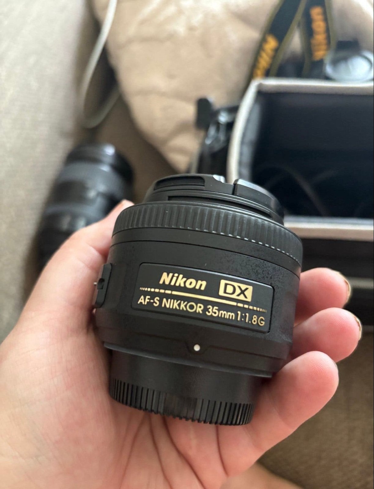 Nikon DX AF-S NIKKOR 35mm 1:1.8G lens met UV filter, Audio, Tv en Foto, Gebruikt, Autofocus, Nikon, Ophalen of Verzenden