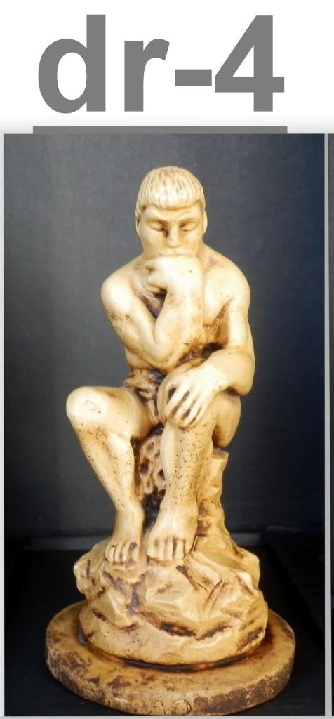 DR-4 Beeldje van Gips: De Denker van Rodin -, Verzamelen, Beelden en Beeldjes, Ophalen of Verzenden, Zo goed als nieuw, Overige typen