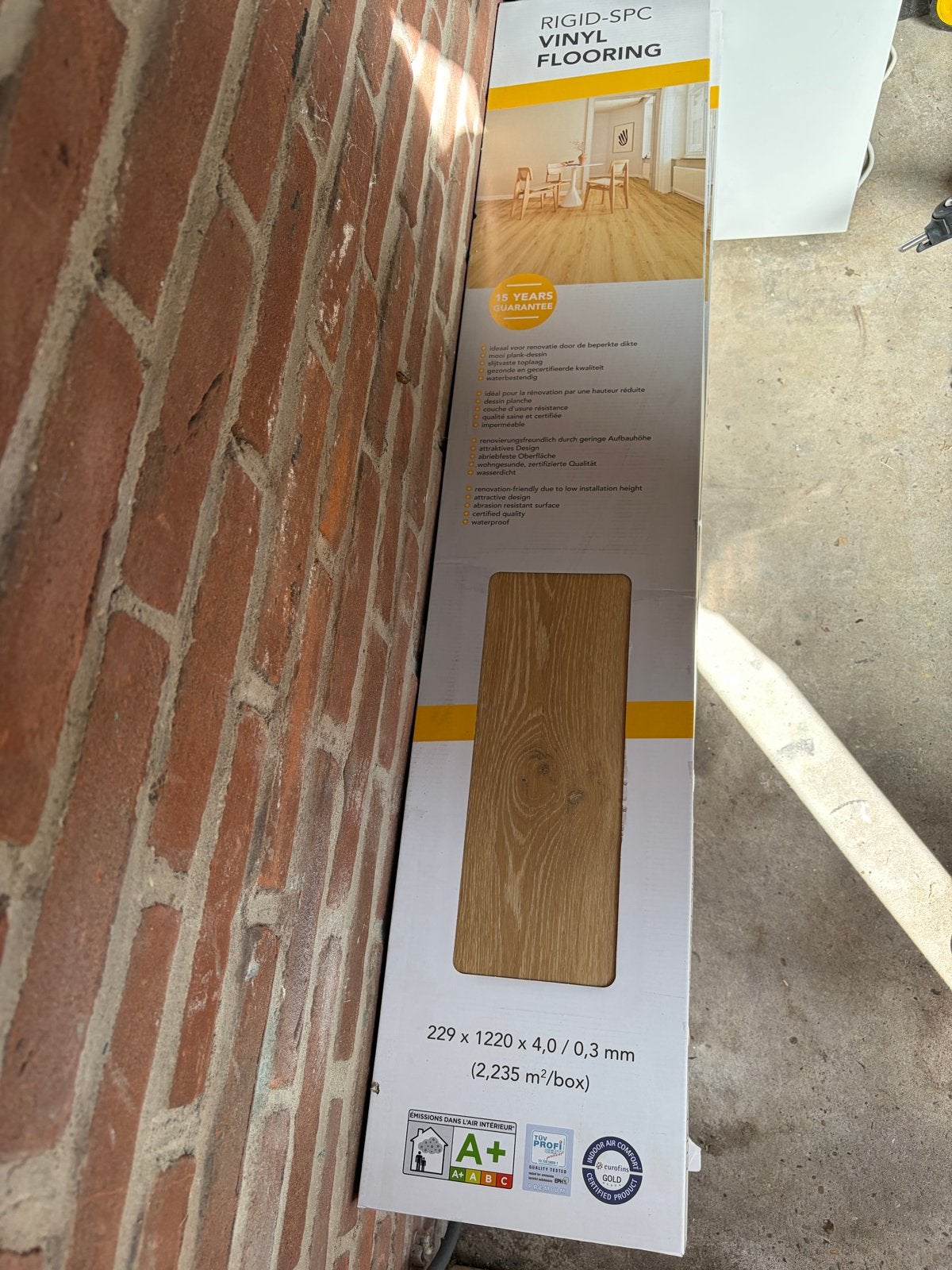 11 pakken click PVC vloer - 24,5 m2 nieuw in doos, Huis en Inrichting, Stoffering | Vloerbedekking, Ophalen, Nieuw, Beige, Vinyl