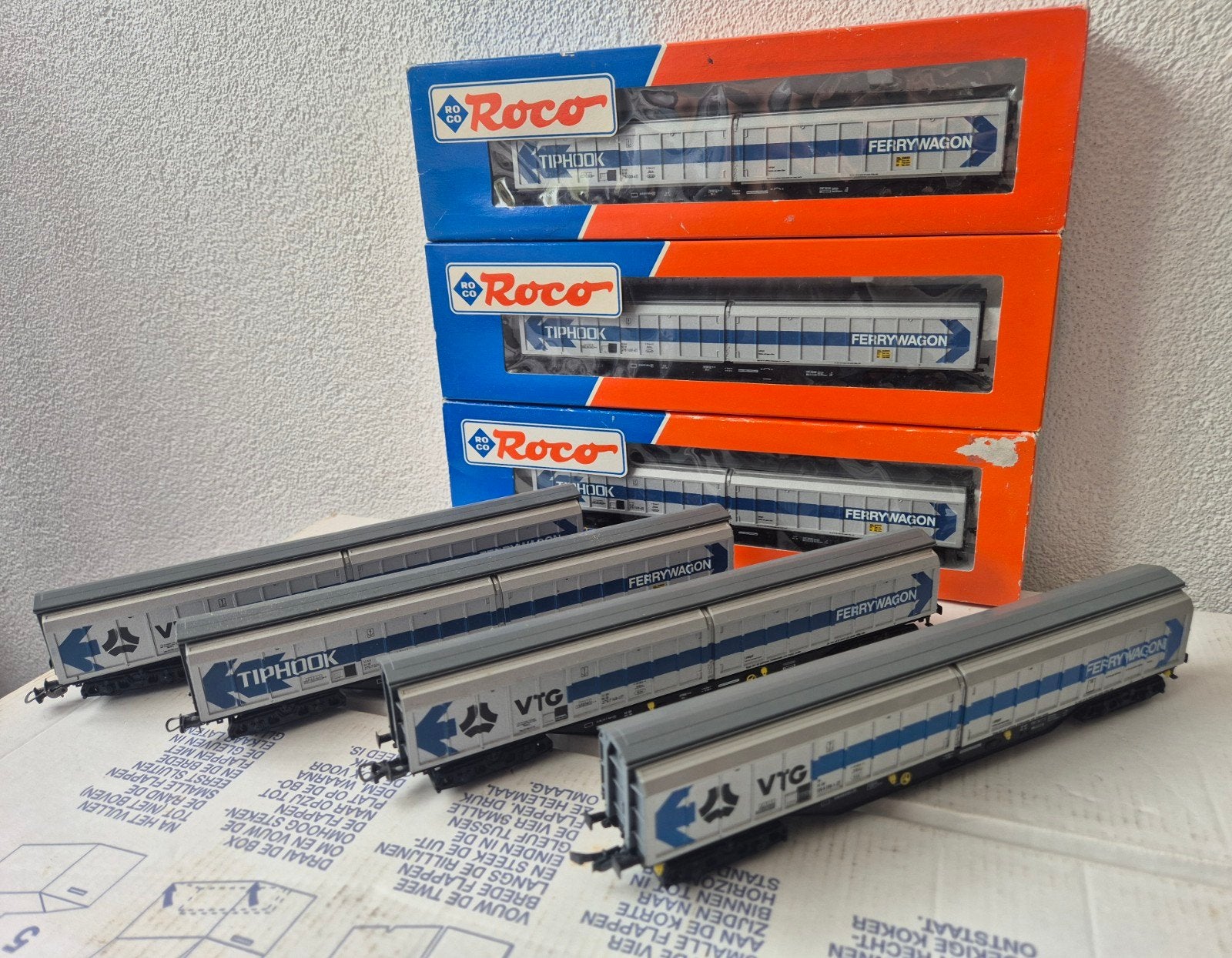 Roco H0 Ferrywagons VTG/Tiphook  - Set van 7 wagens, Overige merken, Gebruikt, Gelijkstroom, Wagon