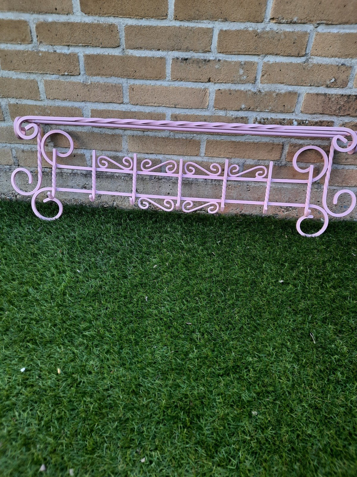 Gietijzeren kapstok met 7 haken - Roze, Huis en Inrichting, Woonaccessoires | Kapstokken, Gebruikt, Minder dan 100 cm, Metaal
