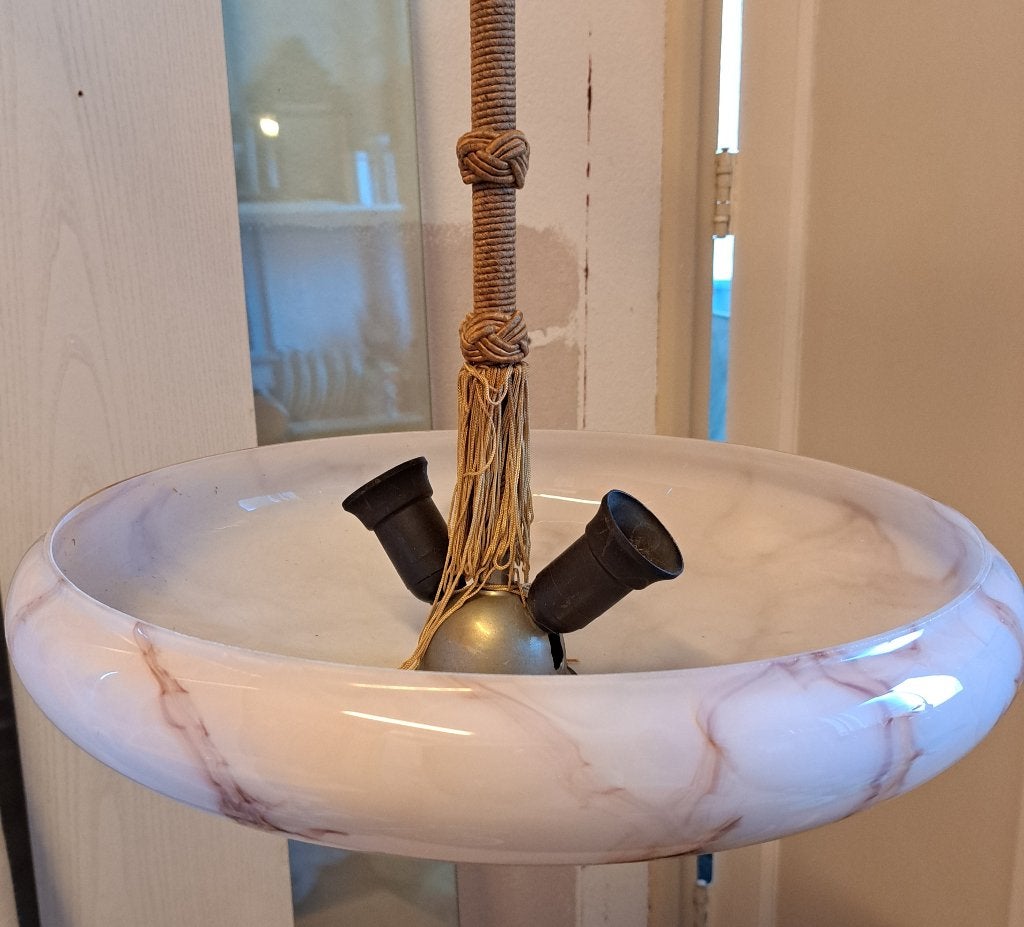 oude nostalgische glazen hanglamp, Ophalen, Zo goed als nieuw, Glas