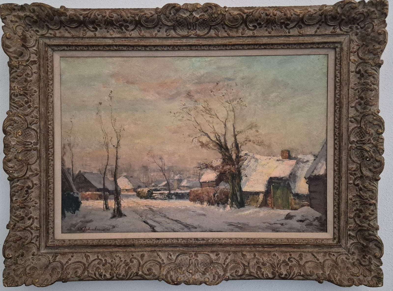 Schilderij David Schulman - Winterlandschap, Antiek en Kunst, Ophalen, Doek