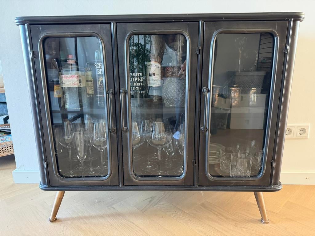 Dutchbone Denza Dressoir - metaal, zwart - in prijs verlaagd, Huis en Inrichting, Kasten | Dressoirs, Ophalen, 50 tot 100 cm, Zo goed als nieuw
