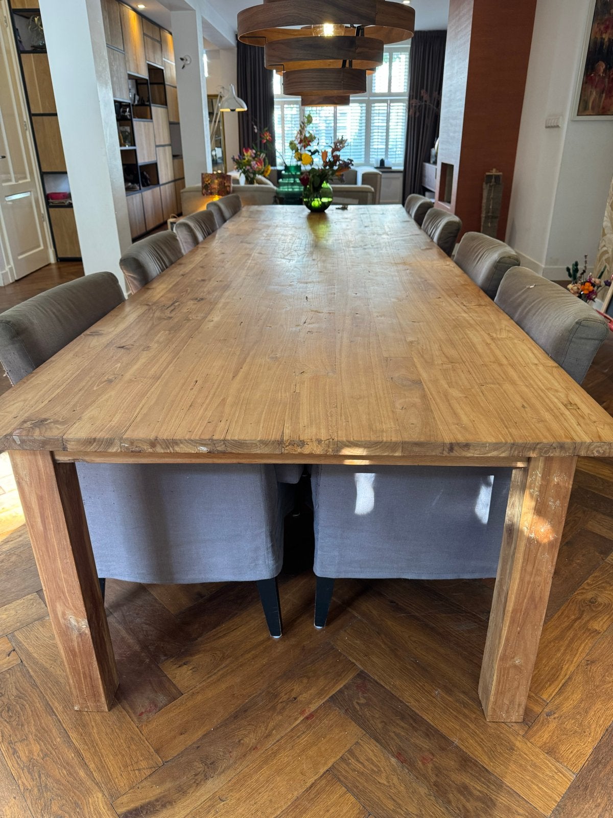 8 Grijze stoffen eetkamerstoelen met gebruikssporen, Ophalen, Gebruikt, Vijf, Zes of meer stoelen, Stof