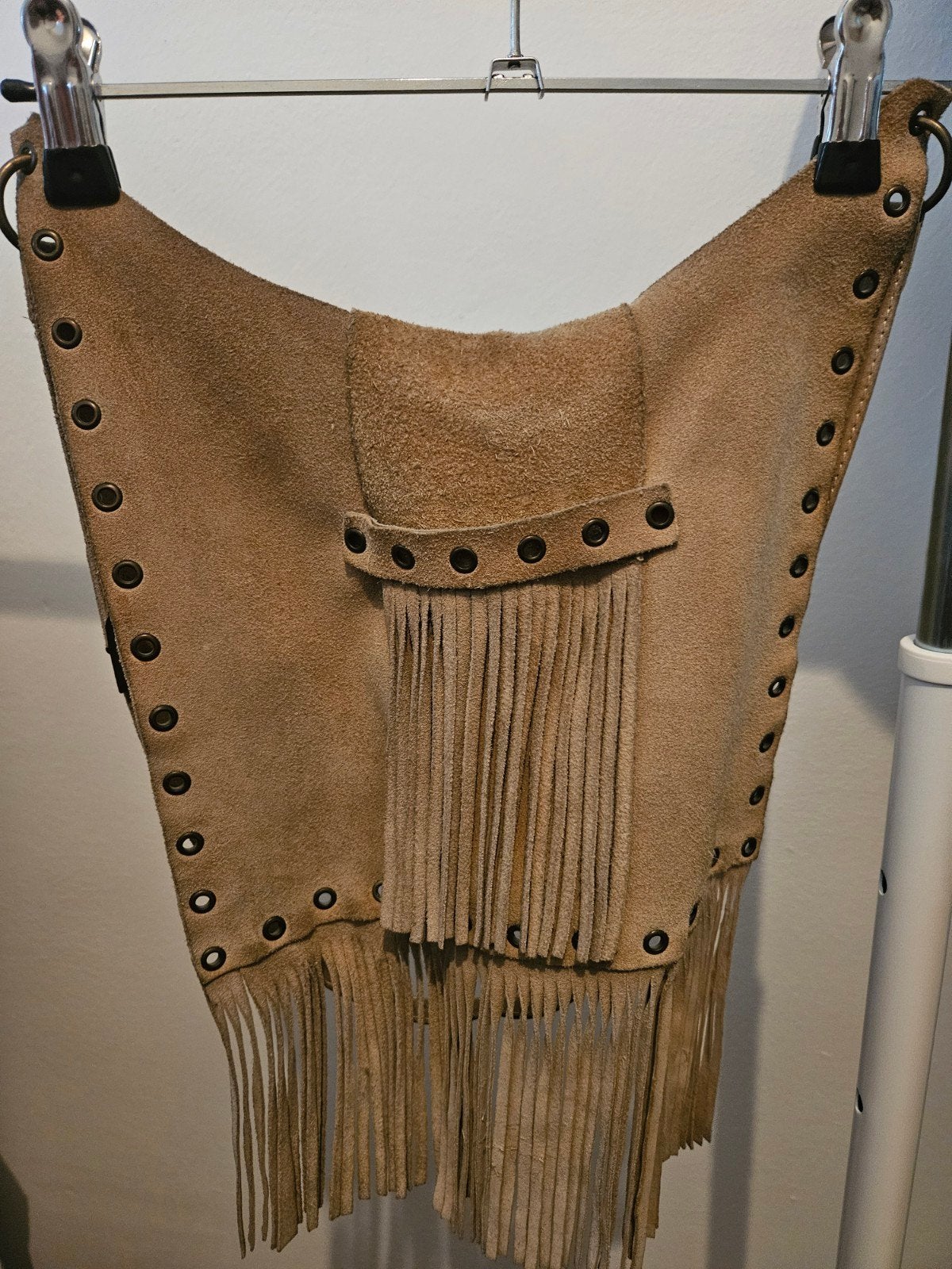 Suède Tas Franjes Bohemian Boho Western, Ophalen of Verzenden, Gebruikt, Bruin, Schoudertasje