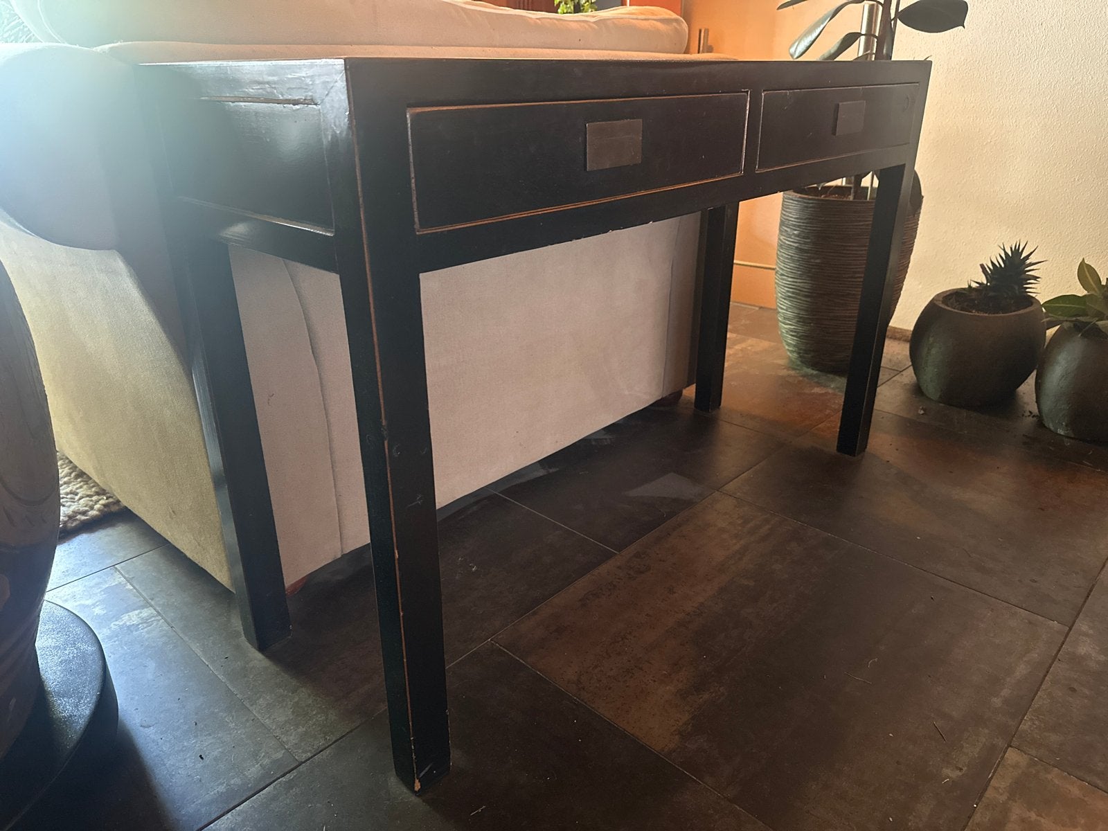 Chinese sidetable zwart, Ophalen, 25 tot 50 cm, Rechthoekig, 100 tot 150 cm