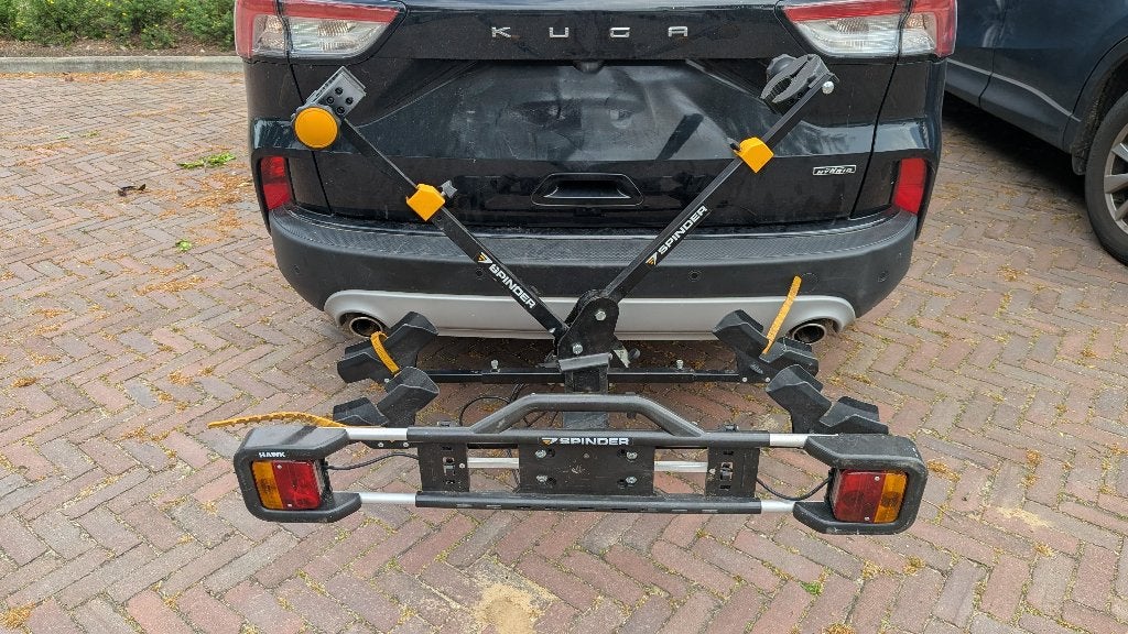 Fietsendrager Spinder Hawk, Auto diversen, Fietsendragers, Ophalen, Gebruikt, Brede banden, 2 fietsen
