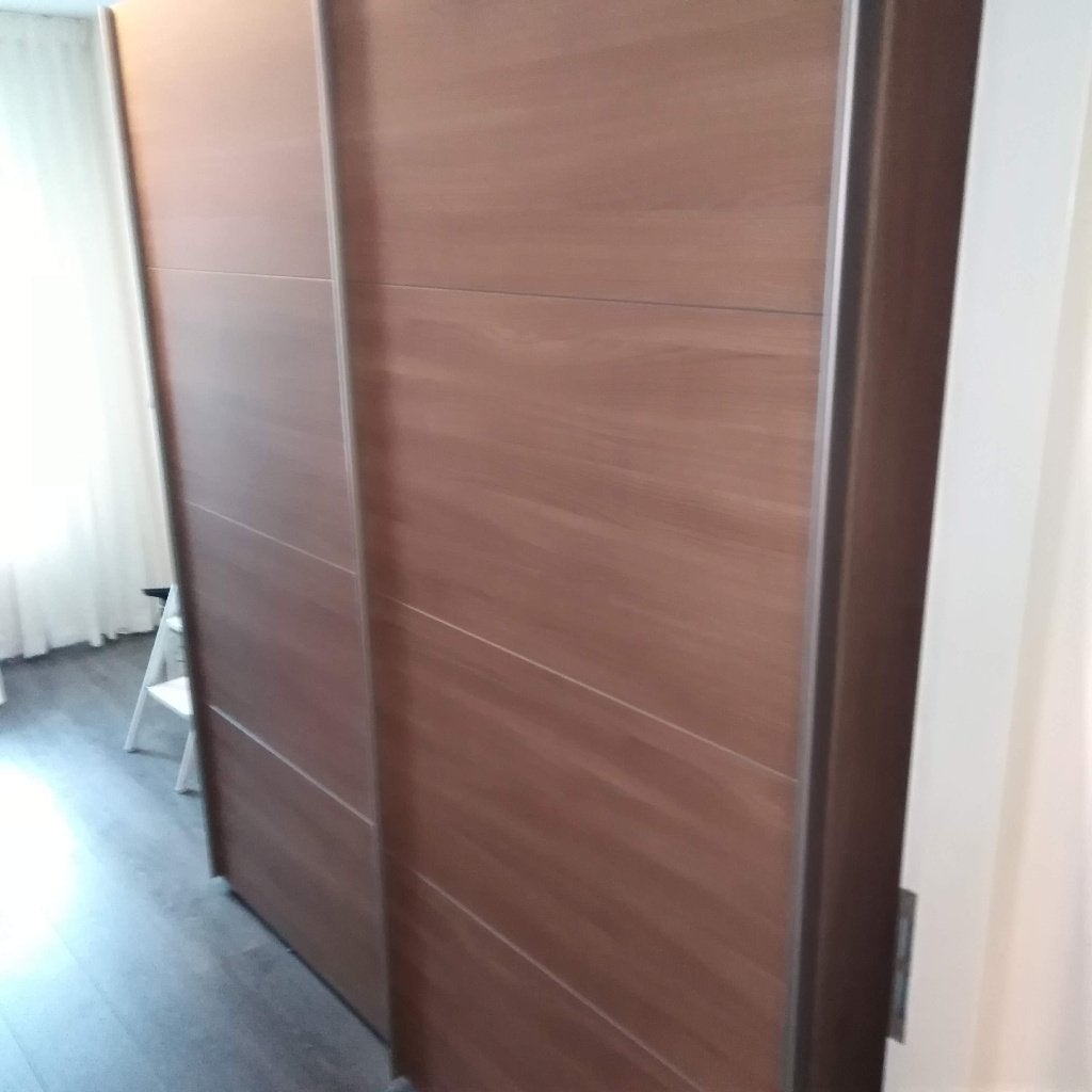 Kledingkast met houtlook schuifdeuren, Ophalen, Gebruikt, 200 cm of meer, 150 tot 200 cm