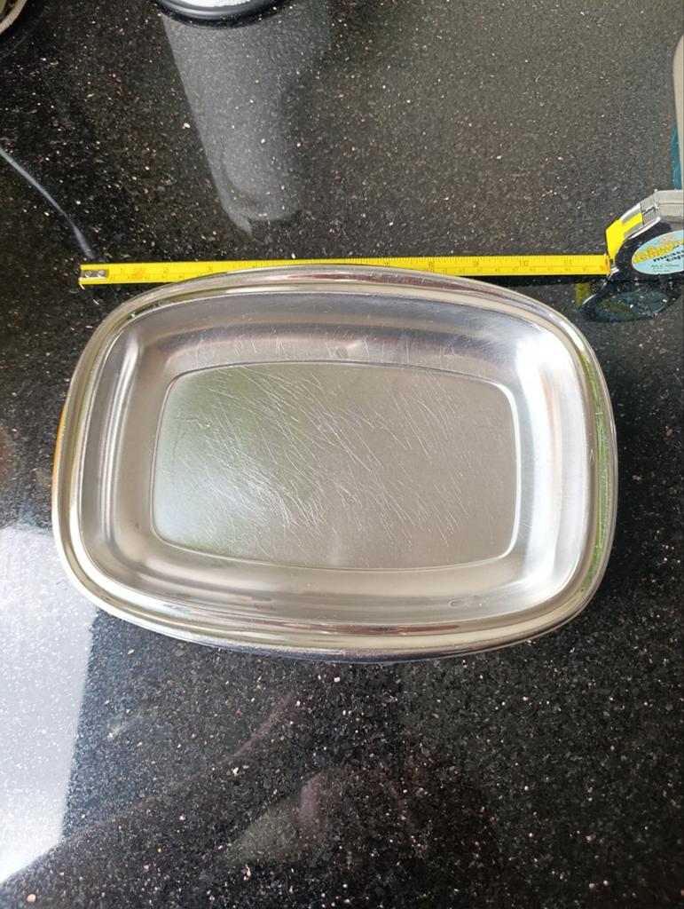 Alessi RVS schaal, rechthoekig, Made in Italy, Overige materialen, Gebruikt, Schaal, Ophalen of Verzenden