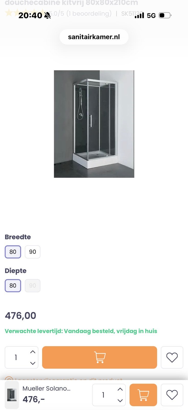 Complete douche cabine  80 x 80 x 210 nieuw., Ophalen, Nieuw, Douche